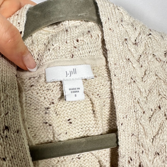 J Jill cozy cable knit long cardigan flecked cotton blend pockets size S - Picture 4 of 10